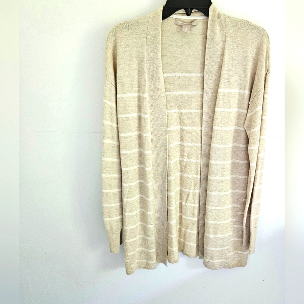 Banana Republic Tan Stripe Long Cardigan Sweater